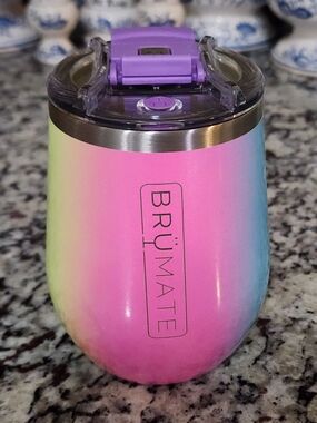 BRÜMATE Uncork'd Rainbow Ombre Stemless Wine Tumbler - Pink/Blue/Green